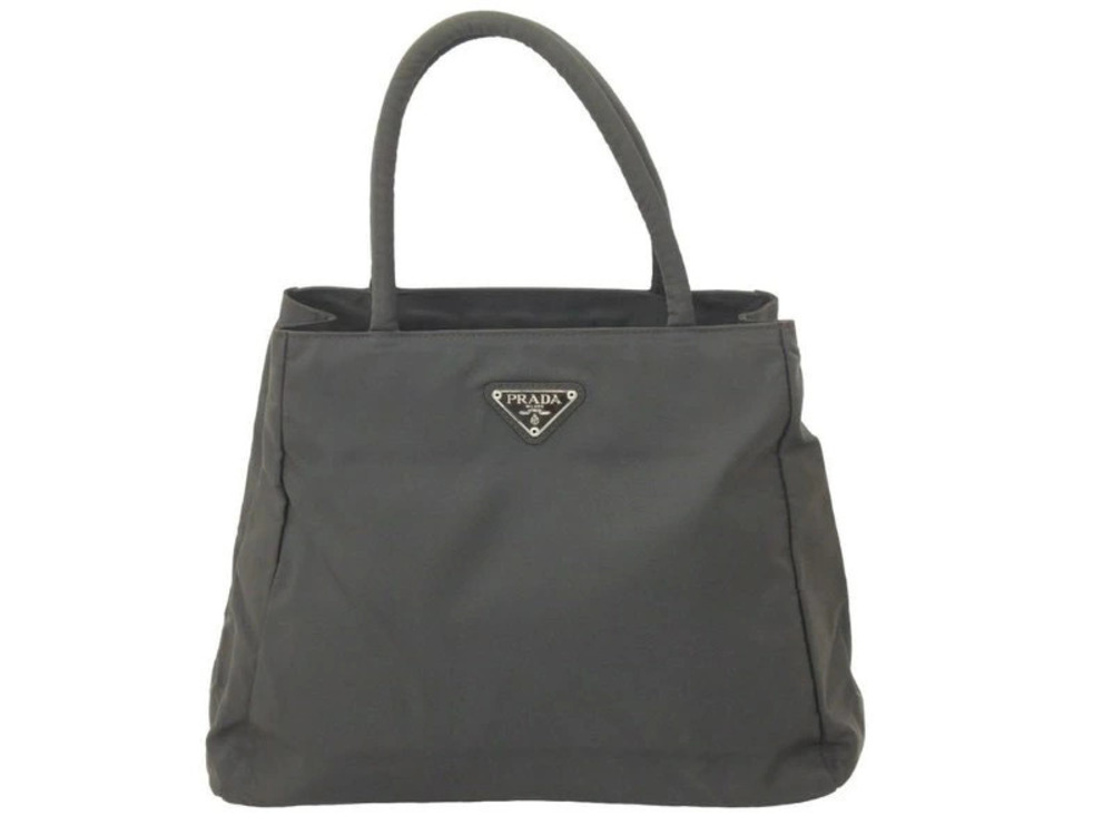 Prada Handbag Khaki Green tote bag triangular plate